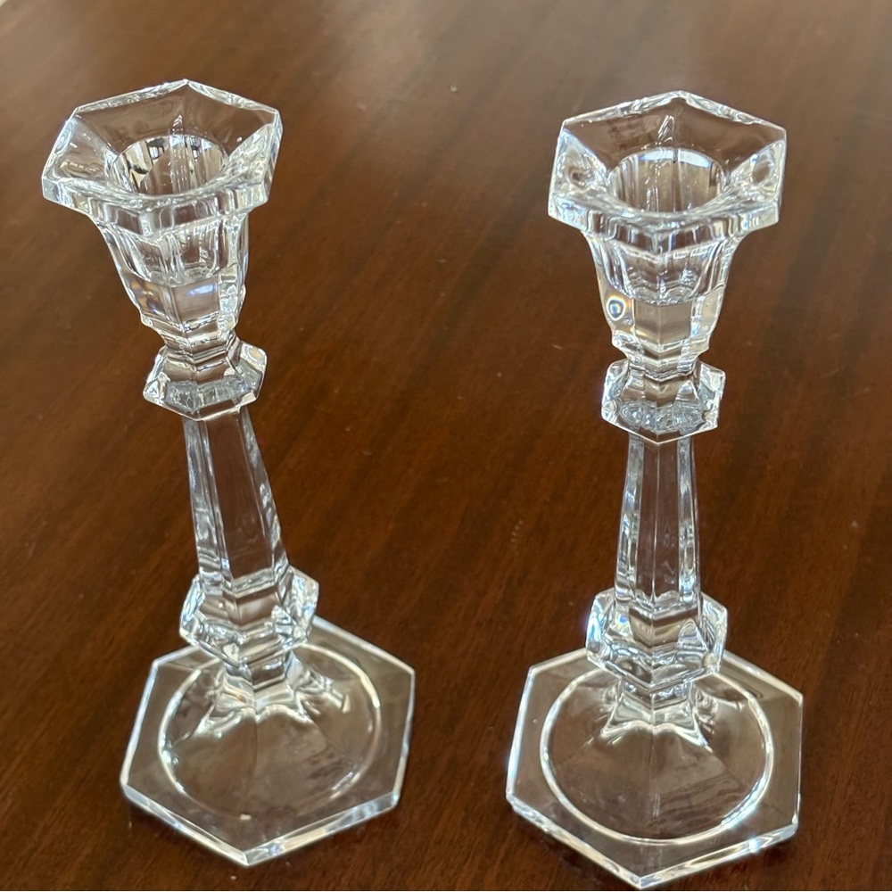 Pair of Vintage Crystal Candleholders